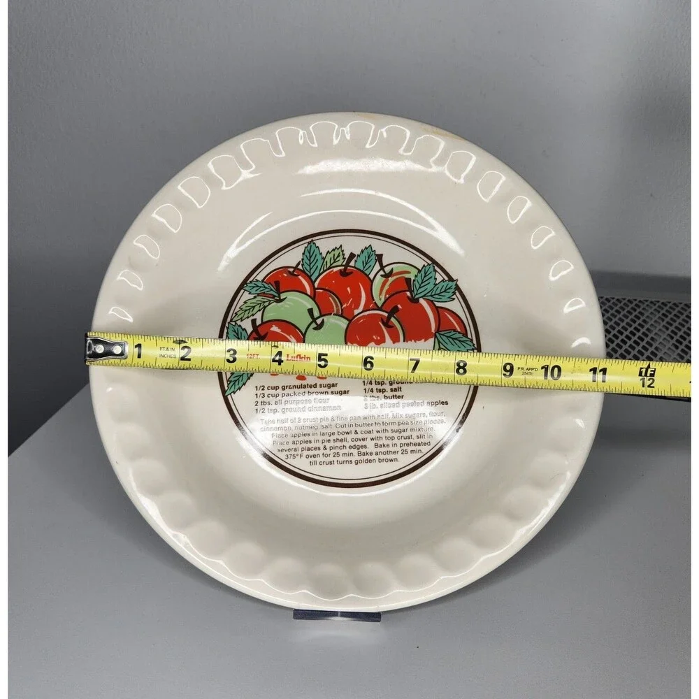 Vtg Sunnycraft Sunstone Collection Pie Dish Bakers Apple Pie Recipe Plate 11